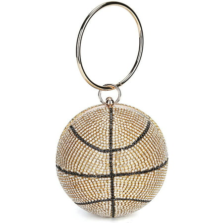 Basketball Shaped Clutch Bags Rhinestones Evening Purse Glitter Ball Handbag Glitter Street Sport Style